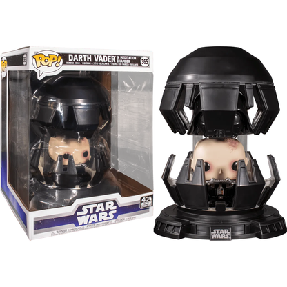 The Star Wars - Darth Vader Meditation Chamber Pop! Deluxe figure (#365) captures the essence of Star Wars, featuring a stylized head with a partially opened helmet. It can be displayed both in and out of the box.