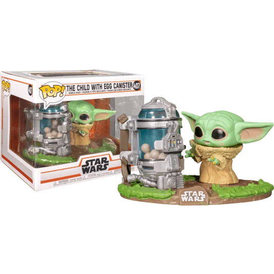 The Star Wars: The Mandalorian - Child with Egg Canister Pop! Deluxe is a collectible Funko Pop! figure featuring Grogu, the beloved creature with large ears, next to an egg canister. The boxed version is beautifully displayed, capturing every fans heart.