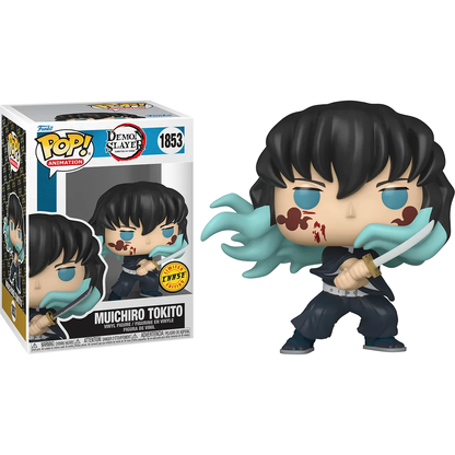 The Demon Slayer - Muichiro Tokito Pop! Vinyl features the character with a sword and blood streaks, boxed with his image and number 1853. Its a must-have for fans, especially with a chance of getting the chase variant.